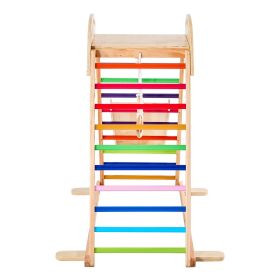 VEVOR Indoor Playground Jungle Gym, 4-in-1 Wooden Indoor Playground Playset with Climbing Rock, Slide, Wooden Ladder & Gym Rings