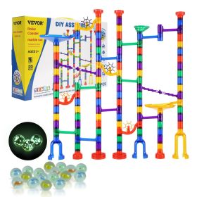 VEVOR Marble Run Set, 145 Piece Marble Maze Building Block Brain Game, with 5 Glow in the Dark Marbles + 40 Glass Marbles