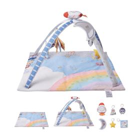 VEVOR Baby Play Gym Mat, Tummy Time Mat with 6 Sensory Toys, Baby Activity Mat with Light-up Musical Rocket Toy for 0-18 Month Newborn Infant