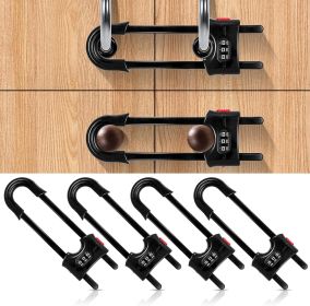 4 Pack Cabinet Locks with Combination U Shaped Sliding Cabinet Door Lock Child Proof Cupboard Locks Baby Proof Adjustable Safety Lock for Closet