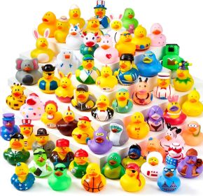 15 Pcs Rubber Ducks, Random Assortment Ducks Bulk with Mesh Carry Bag, Rubber Duckies for Baby Bath Toys