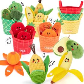 Baby Sensory Toys - 16 PCS My First Fruit Vegetable Color Sorting Play Food Crinkle, Rattle
