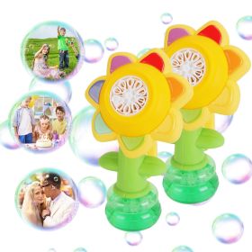 2Pcs Bubble Machines With Lights For Kids Rechargeable Dancing Sunflower Bubble Maker For 4-8Years Old Toddlers Outdoor Summer Play Toy Party Bir