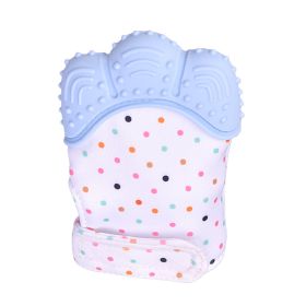 Baby teether baby anti-bite silicone molar gloves children's sound toys (Option: Blue-Q1pcs)