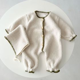 Fleece-lined Baby Baby One-piece Romper Western Style Long Jumpsuit (Option: White-66cm)