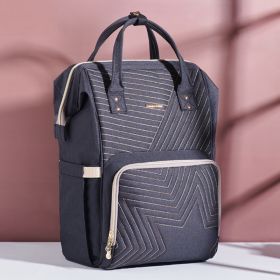 Sunveno Fashion Diaper Bag Backpack Quilted Large Mum Maternity Nursing Bag Travel Backpack Stroller Baby Bag Nappy Baby Care (Color: BLACK)