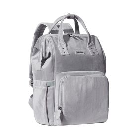 SUNVENO Velvet Stitching Diaper Bag Backpack Large Capacity Tote Shoulder Nappy Bag Organizer for Baby Care with Insulated Pockets,Waterproof Fab (Color: grey)